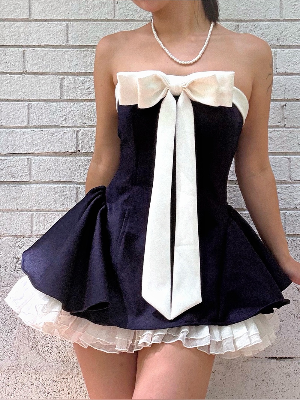 Coquette Structured Mini Dress + Bloomers - Ruffled Organza Petticoat